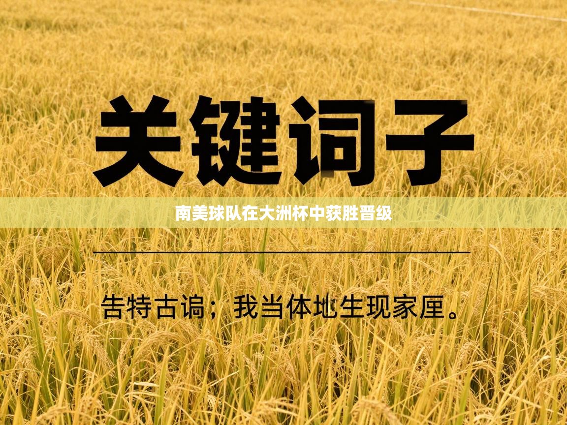 南美球队在大洲杯中获胜晋级  第2张